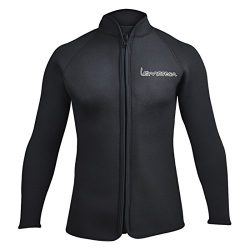 Lemorecn Adult’s 3mm Wetsuits Jacket Long Sleeve Neoprene Wetsuits Top (LMJ021blackM)