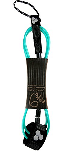 Channel Islands Surfboards Dane Comp Surfboard Leash, Black Cuff/Turquoise Cord, 6′