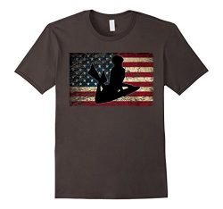 Mens American Flag Bodyboarder Shirt USA Flag Bodyboard T Shirt 2XL Asphalt