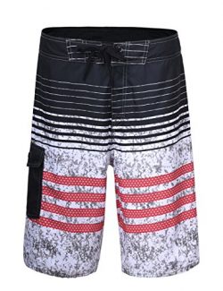 Unitop Men’s Summer Holiday Stripped Quick Dry Board Shorts Black 34