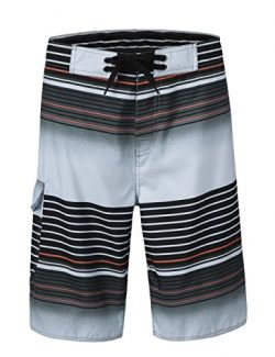 Unitop Men’s Summer Holiday Stripped Quick Dry Board Shorts Gray3 28