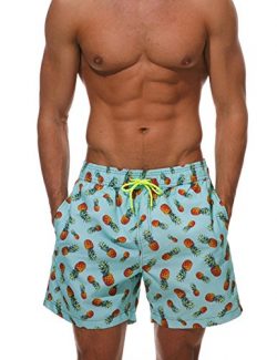 Dethler Mens Quick Dry Swimwear Swimsuits Flower Print Surf Board Boxer Shorts Trunks Long