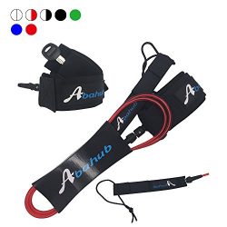 ABAHUB Premium Surfboard Leash Leg Rope SUP Legrope straight 6 feet clear red wihte core 5.5 mm  ...