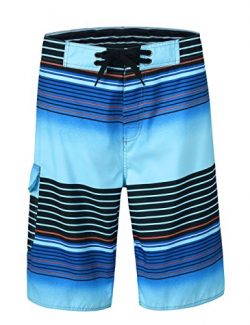 Unitop Men’s Summer Holiday Stripped Quick Dry Board Shorts Blue 36