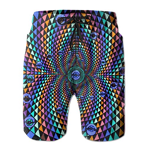 Tydo Colorful Psychedelic Kaleidoscope Pattern Men’s Beach Shorts Loose Summer Surfing Tru ...
