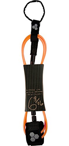 Channel Islands Surfboards Dane Comp Surfboard Leash, Black Cuff/Orange Cord, 6′