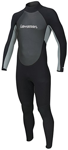 Lemorecn Wetsuits Mens Neoprene 3/2mm Full Suit(3032blackgrey-S)