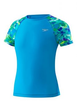 Speedo Girls Printed Short Sleeve Rash Guard Shirt