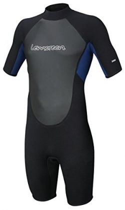 Lemorecn Wetsuits Mens Neoprene 3mm Shorty Diving Suit(3036blackblue-2XL)