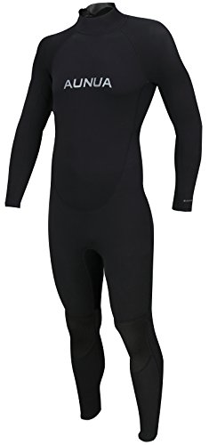 Aunua Men’s 3/2mm Premium Neoprene Diving Suit Full Length Snorkeling Wetsuits(6031 Black L)