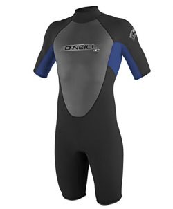 O’Neill Youth Reactor 2mm Back Zip Spring Wetsuit, Black/Pacific/Black, 12