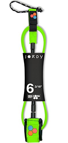 Channel Islands Surfboards Jordy Smith Standard Surfboard Leash, Fluro Green Cuff/Green Hex Cord ...