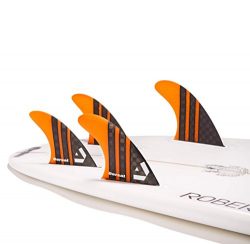 Dorsal Surfboard Fins Carbon Hexcore Quad Set (4) Honeycomb FUT Base Orange