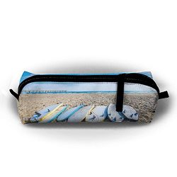 Rfhbjthir Surf Board Unisex Stationery Pouch Zipper Cosmetic Bags Cylindrical Purse