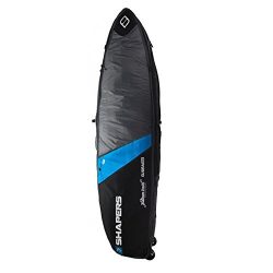 Shapers Platinum Global Travel Wheelie Surfboard Bag – Choose Size (Black/Blue, 7’2)