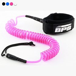 BPS 10′ Ultralite Coiled SUP Leash (Double Swivels) – Light Pink