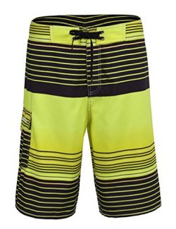 Unitop Men’s Summer Holiday Stripped Quick Dry Board Shorts Yellow2 40