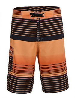 Unitop Men’s Summer Holiday Stripped Quick Dry Board Shorts Orange2 38