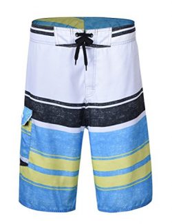 Unitop Men’s Summer Holiday Stripped Quick Dry Board Shorts White 30