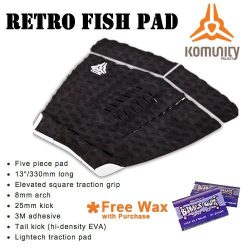 Komunity Project Retro Fish Surfboard Traction Pad (Black, Cool Wax)