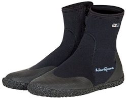 NeoSport Wetsuits Premium Neoprene 5mm Hi Top Zipper Boot, Black, Water Shoes, Surfing & Diving