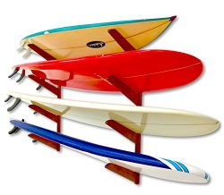 Timber Surfboard Wall Rack – Holds 4 Surfboards – Wood Home Storage Mount System