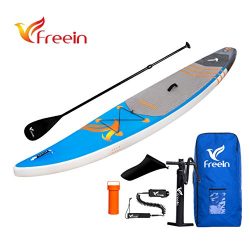 Freein Inflatable Stand Up Paddle Board, Inflatable SUP Board 12.6’ Long Surfboard with Premium  ...