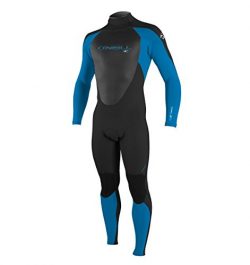 O’Neill Men’s Epic 4/3mm Back Zip Full Wetsuit, Black/BrightBlue,Medium