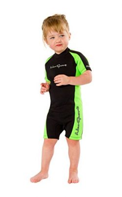 NeoSport Wetsuits Children’s Premium Neoprene 2mm Shorty Wetsuit, Black/Lime, Size Four