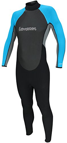 Lemorecn Wetsuits Mens Neoprene 3/2mm Full Suit(3032bluegrey-XL)