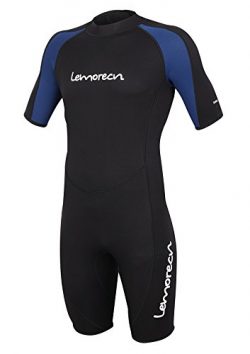 Lemorecn Wetsuits Mens Premium Neoprene Diving Suit 3mm Shorty Jumpsuit(3035,S)