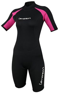 Lemorecn Wetsuits Womens Premium Neoprene Diving Suit 3mm Shorty Jumpsuit(3045-14)