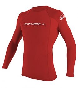 O’neill Men’s Basic Skins UPF 50+ Long Sleeve Rash Guard, Red, Medium