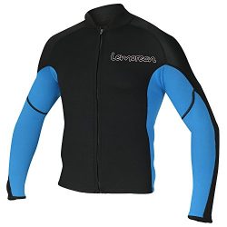 Lemorecn Men’s 2mm Wetsuits Jacket Long Sleeve Neoprene Wetsuits Top (2021blue2XL)