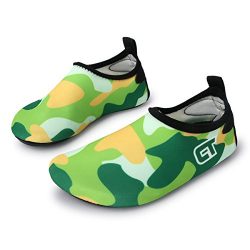 L-RUN Kids Water Shoes Athletic Summer Swim Shoes Barefoot Aqua Sock Green 12.5-13=EU30-31