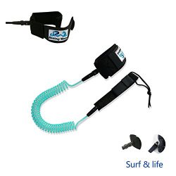 Rising Wave SUP Surfboard and Bodyboard COILED Leash Leg Rope 10FT in SKY BLUE 7.0mm – Pre ...