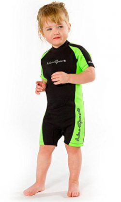 NeoSport Wetsuits Children’s Premium Neoprene 2mm Shorty Wetsuit, Black/Lime, Size Eight