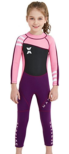 Boys Girls Long Sleeve Wetsuit Thermal Long Sleeve Swimsuit UPF 50+ Sun Protection Sun Suit Pink M