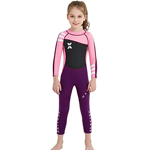 Dark Lightning Kids Wetsuit Full Thermal Suit, Grils Neoprene One Piece Fishing Suits, 2mm Long ...