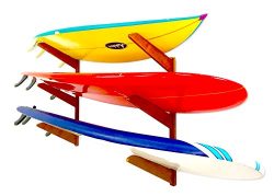 Timber Surfboard Wall Rack – Holds 3 Surfboards – Cherry Wood Home & Garage Stor ...