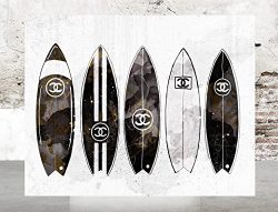 Wall Art Poster Print – Surfboards COCO CHANEL, Shoes, Book, Handbag Vogue – Famous  ...