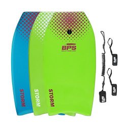 BPS 33″ Green with Purple Dots Bodyboard with Leash and Fin Tethers (2018)