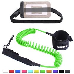 Unigear Premium 10′ Coiled SUP Leash (11 Colors) Inflatable Paddle Board Leash with Waterp ...