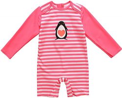 Kids All-in-One Sun Protection Wetsuit Baby Girl Rash Guard Long Sleeve Swimwear,Pink(Fulfilled  ...