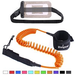 Unigear Premium 10′ Coiled SUP Leash (11 Colors) Inflatable Paddle Board Leash with Waterp ...