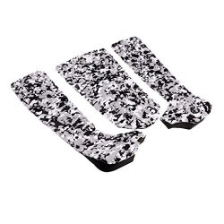 MonkeyJack 3 PIECES SURFBOARD TAIL PAD DECK GRIP TRACTION PAD – Black+White