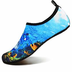 VIFUUR Unisex Quick Drying Aqua Water Shoes Pool Beach Yoga Exercise Shoes for Men Women DeepSea ...