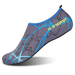 L-RUN Water Skin Shoes Aqua Socks for Beach Swim Surf Yoga Grey Blue XL(W:10.5-11,M:8-9)=EU41-42