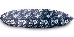 Dangling Toes 5’6-5’11 Surfboard Wax Guard Sock Cover (Navy Blue & White Flower)