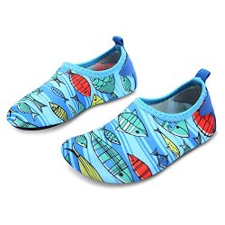 L-RUN Girls Boys Water Shoes Barefoot Aqua Socks Comfort Blue 12.5-13=EU 30-31
